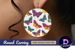 Colorful butterfly pattern round earring png Product Image 1