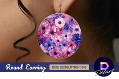 Pink purple flower bouquet Round Earring PNG Product Image 1