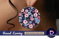 Pink and blue floral Round Earring PNG Product Image 1