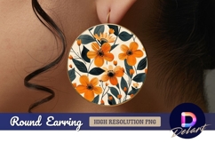 Floral circle design for Round Earring PNG Product Image 1