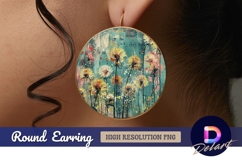 Dandelion flower field artistic Round Earring PNG Product Image 1