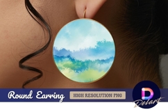 Abstract watercolor landscape round earring png Product Image 1