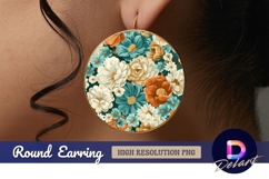 Colorful floral pattern design Round Earring PNG Product Image 1