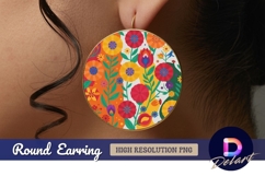Colorful floral arrangement round earring png Product Image 1