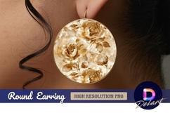 Golden roses floral pattern Round Earring PNG Product Image 1