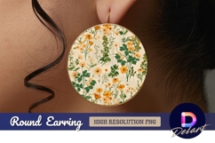 Floral pattern Round Earring PNG Product Image 1