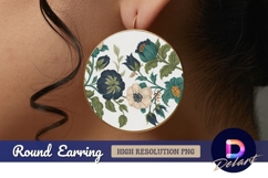 Elegant floral pattern round earring png design Product Image 1