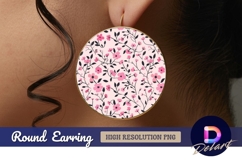 Pink floral pattern Round Earring PNG Product Image 1