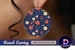 Floral pattern round earring png design Product Image 1