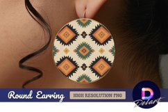Round earring png with geometric Round Earring PNG Product Image 1