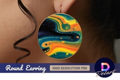 Abstract space universe circular art round earring png Product Image 1