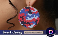 Red blue camo pattern in round earring png Product Image 1