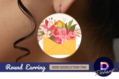 Floral bouquet overflowing from yellow Round Earring PNG Product Image 1