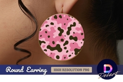 Pink camouflage pattern round earring png Product Image 1