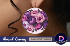 Purple floral arrangement in a Round Earring PNG Product Image 1