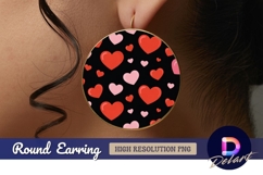 Red and pink hearts pattern Round Earring PNG Product Image 1