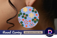 Colorful floral pattern round earring png Product Image 1