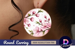 Cherry blossoms Round Earring PNG Product Image 1