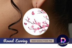 Cherry blossoms butterflies round earring png Product Image 1