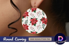 Watercolor poinsettia round earring png illustration Product Image 1