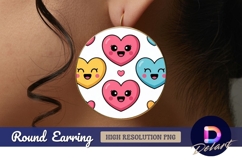 Cute cartoon hearts pattern round earring png Product Image 1