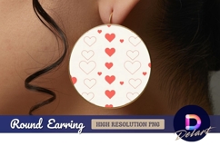 Red and white hearts background round earring png Product Image 1