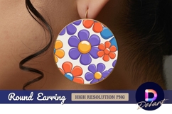 Retro colorful floral pattern round earring png Product Image 1
