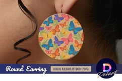 Colorful butterfly and leaf pattern round earring png Product Image 1