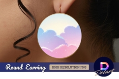Dreamy pastel sky background Round Earring PNG Product Image 1