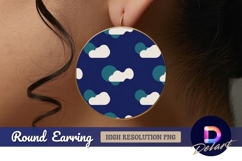 Blue and white floral round earring png Product Image 1