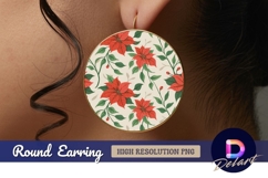 Poinsettia floral round earring png design Product Image 1