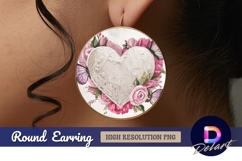Lace heart surrounded by roses Round Earring PNG Product Image 1