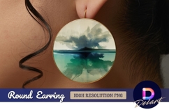 Abstract landscape reflections round earring png Product Image 1