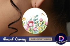 Watercolor flower round background for round earring png Product Image 1