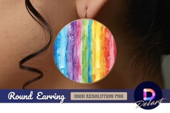 Watercolor rainbow Round Earring PNG Design Product Image 1