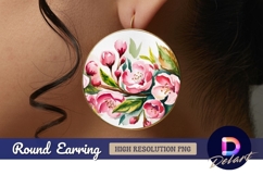 Watercolor cherry blossoms design Round Earring PNG Product Image 1