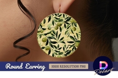 Olive branch pattern Round Earring PNG Design Product Image 1