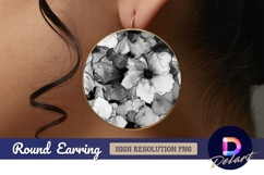 Black and white floral Round Earring PNG Design Product Image 1