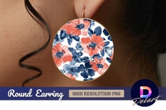 Round earring png watercolor floral Round Earring PNG Design Product Image 1