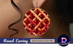 Cherry pie illustration Round Earring PNG Design Product Image 1