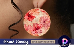 Pink and red hibiscus floral Round Earring PNG Design Product Image 1
