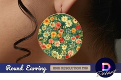 Floral pattern Round Earring PNG Design Product Image 1