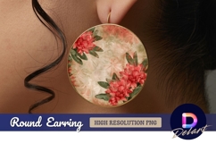 Floral Round Earring PNG Design Product Image 1
