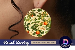 Orange tree Round Earring PNG Design Product Image 1