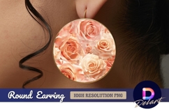 Peach rose floral arrangement Round Earring PNG Design Product Image 1