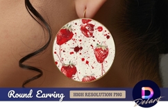 Abstract strawberry painting Round Earring PNG Design Product Image 1
