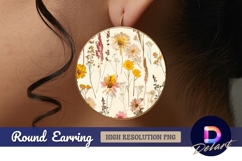 Floral botanical composition Round Earring PNG Design Product Image 1