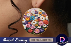 Colorful daisy flowers Round earring png Product Image 1