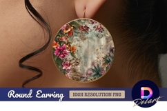 Floral circle Round Earring PNG Design Product Image 1