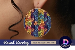 Floral braided colorful pattern Round Earring PNG Design Product Image 1